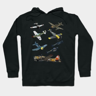 WW2 Warbirds P51 Mustang Spitfire Messerschmitt B-17 Hoodie